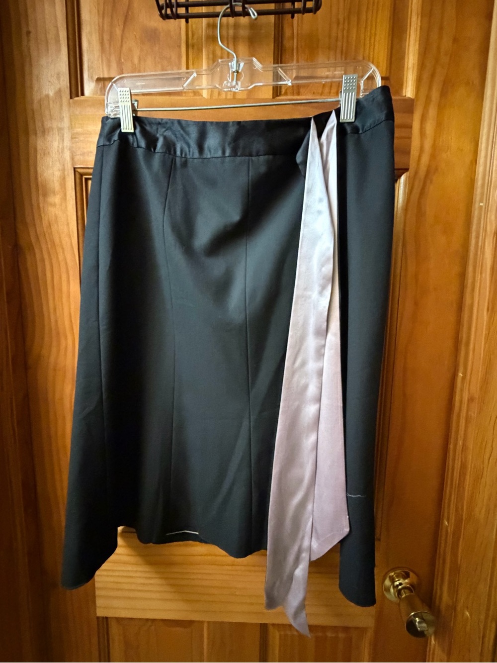 The Limited Black Midi Skirt Size 10 Lavender Satin Panel